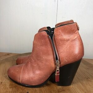 Rag Bone Margot womens size 38 shoes brown leather side zip heel booties boots